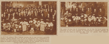 873585 Collage van 3 foto's betreffende de viering van het 30-jarig bestaan van de Utrechtsche Provinciale Voetbalbond ...